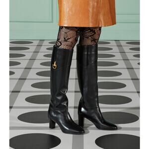 Gucci Half Morsetto Black Half Horsebit Almond Toe Boots